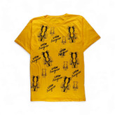 تیشرت زنانه لانگ زرد رنگ، مدل لش با طرح فانتزی خرس، مناسب استایل تابستانی