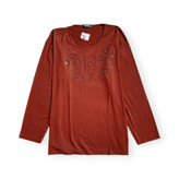 بلوز مجلسی زنانه نگین دار آجری سایز بزرگ برند NEZIR نمای جلو