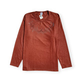 بلوز زنانه سایز بزرگ رنگ آجری ERKAN مناسب بهار و تابستان