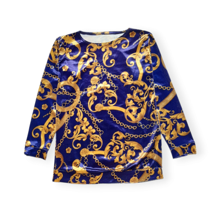 بلوز مخمل زنانه آبی فری سایز مناسب زمستان