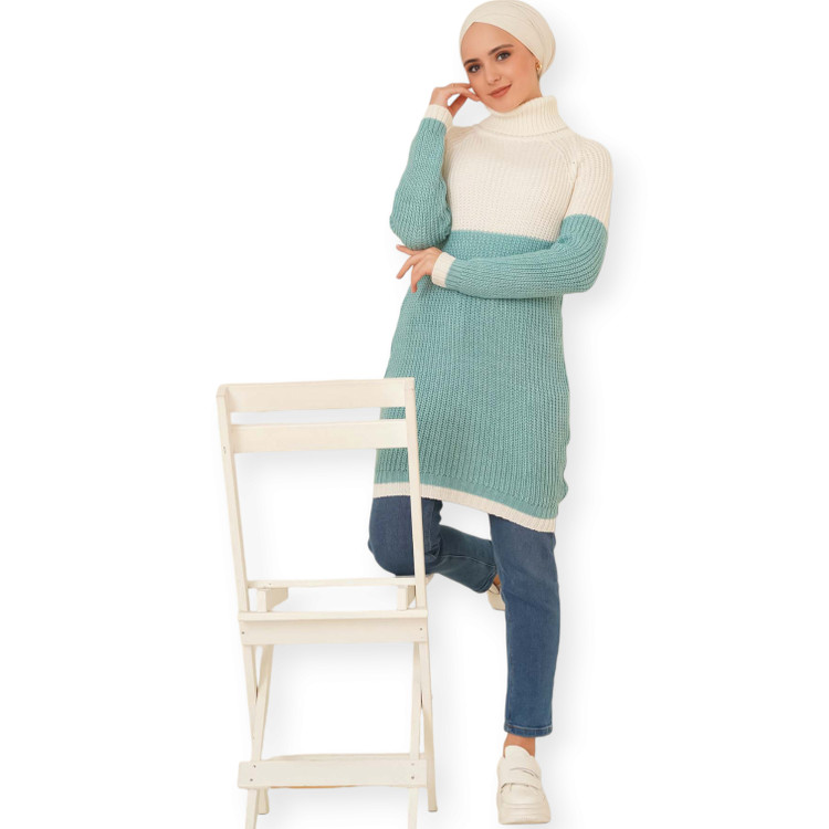 استایل زمستانی با بلوز دو رنگ زنانه فری سایز