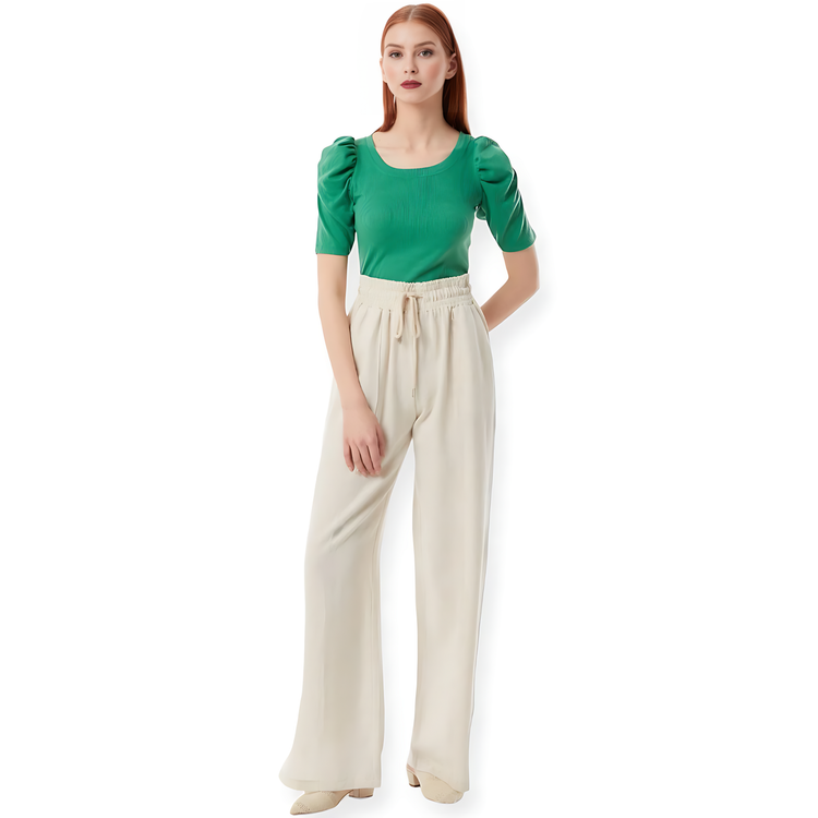 شلوار لینن بگ زنانه رنگ کرم مناسب استایل روزمره