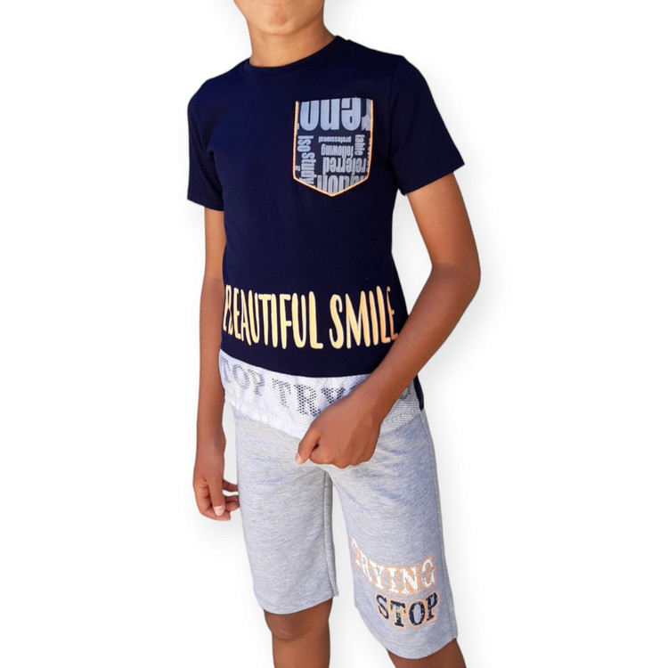 ست لباس راحتی و روزمره پسرانه سورمهای طوسی برند Babitto