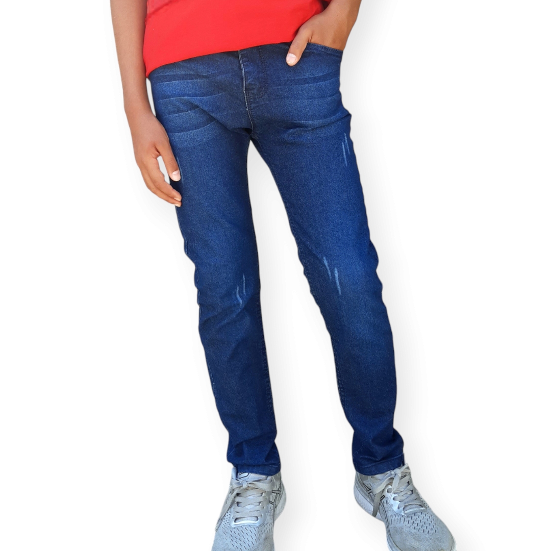 شلوار لی پسرانه راسته با رنگ سنگشور شده و سایهدار