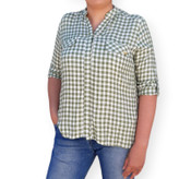 شومیز سبز چهارخانه زنانه