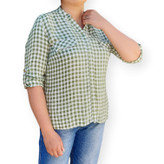 شومیز سبز چهارخانه زنانه – تصویر استایل روزمره