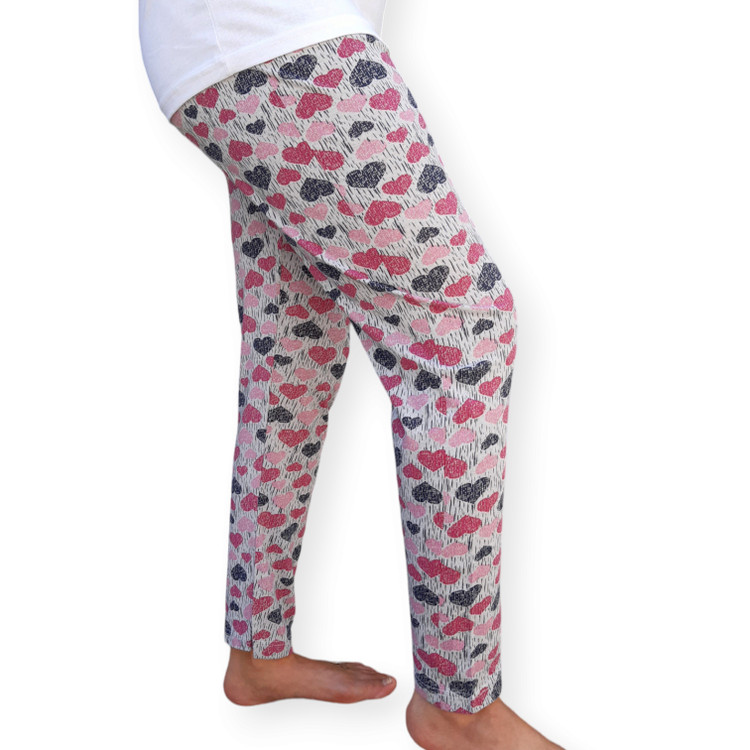 شلوار زنانه راحتی طوسی با طرح قلب بنفش سایز M