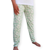 نمای نزدیک پارچه نخی سفید سبز شلوار زنانه راحتی Fashion