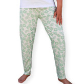 شلوار راحتی زنانه سفید طرح سبز ترک برند Fashion نمای جلو