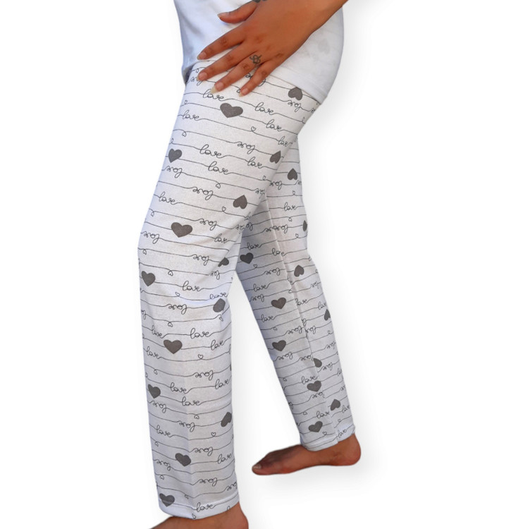 شلوار راحتی زنانه حولهای سفید - نمای بغل