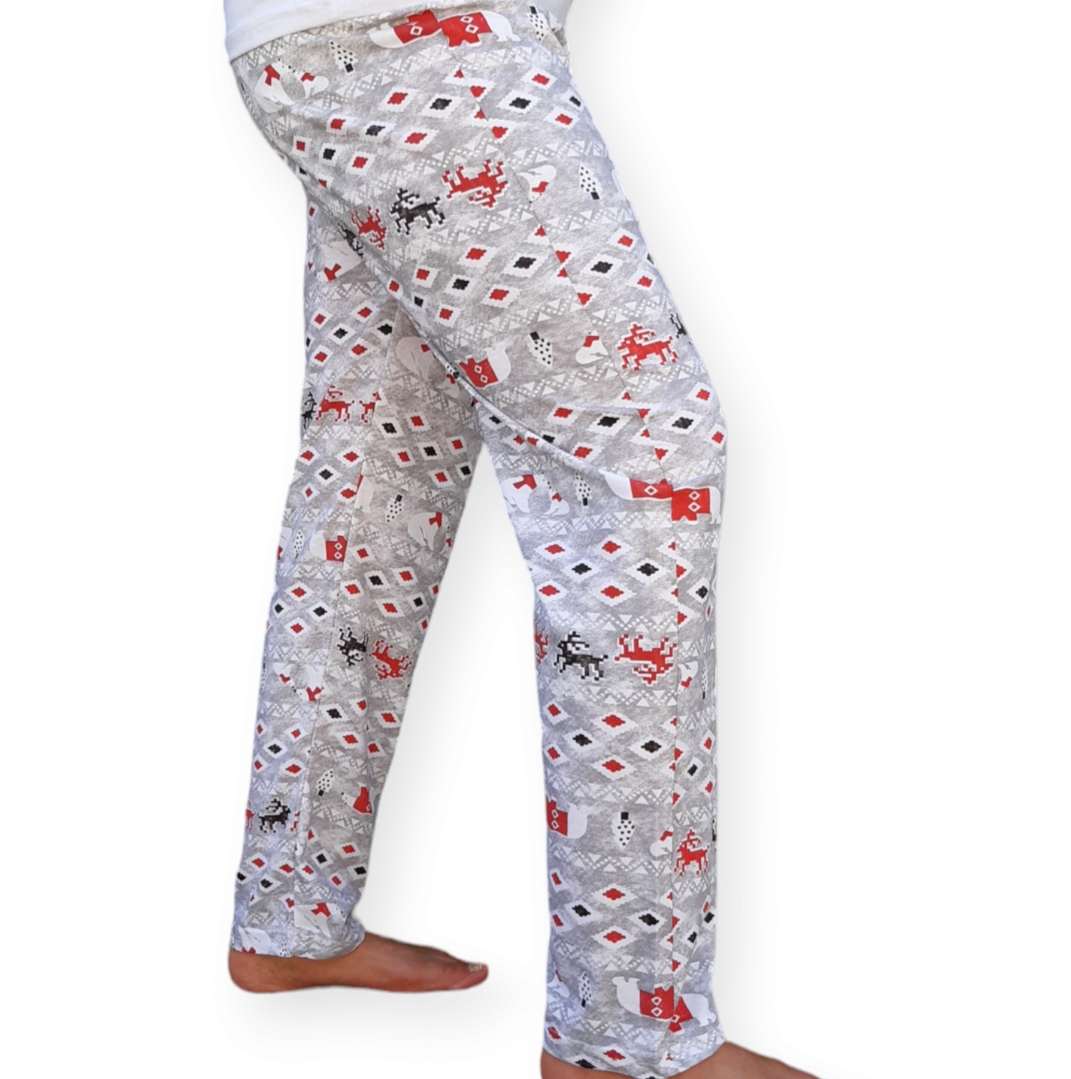 پارچه نخی ترک شلوار زنانه با طرح کریسمسی