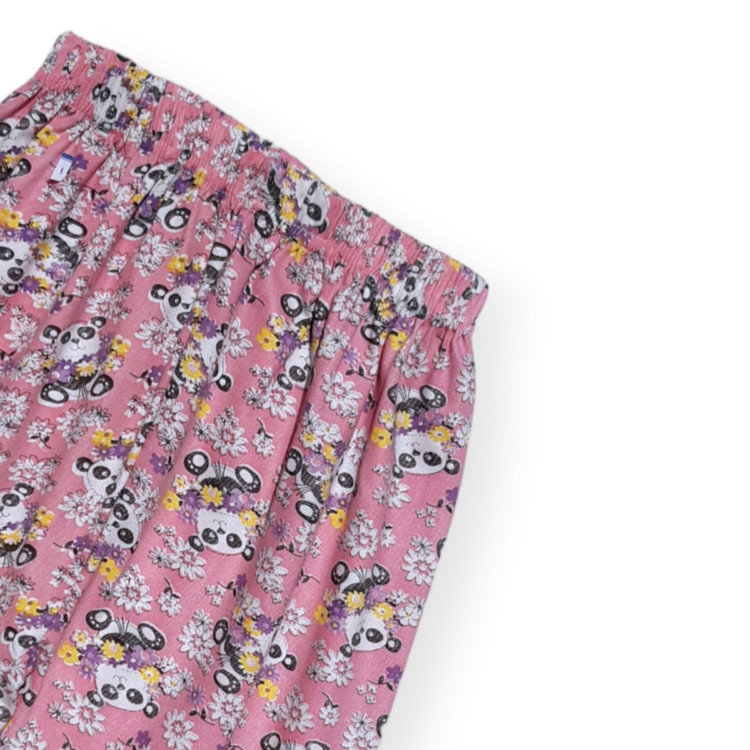 شلوار نخی کودکانه با طرح پاندا و کمر کشدار جذب