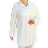 شومیز زنانه مانتویی سفید ابروبادی دانه برفی – سایز بزرگ مناسب تابستان