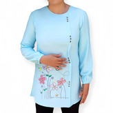 شومیز آبی ابروبادی زنانه با دوخت شیک و تنخور آزاد