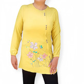 شومیز طلایی زنانه فریسایز پارچه ابروبادی – خنک و راحت برای بهار