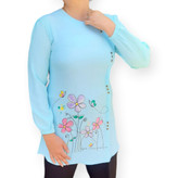 شومیز زنانه آبی دریایی ابروبادی – فریسایز خنک و سبک مناسب تابستان