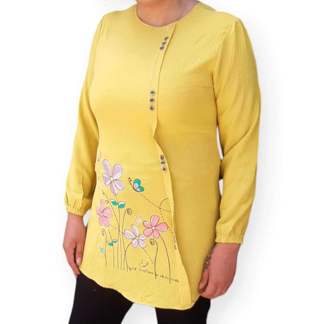 شومیز طلایی ابروبادی ترک زنانه – انتخابی شیک برای تابستان