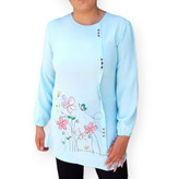 شومیز زنانه آبی دریایی ابروبادی – فریسایز خنک و سبک مناسب تابستان