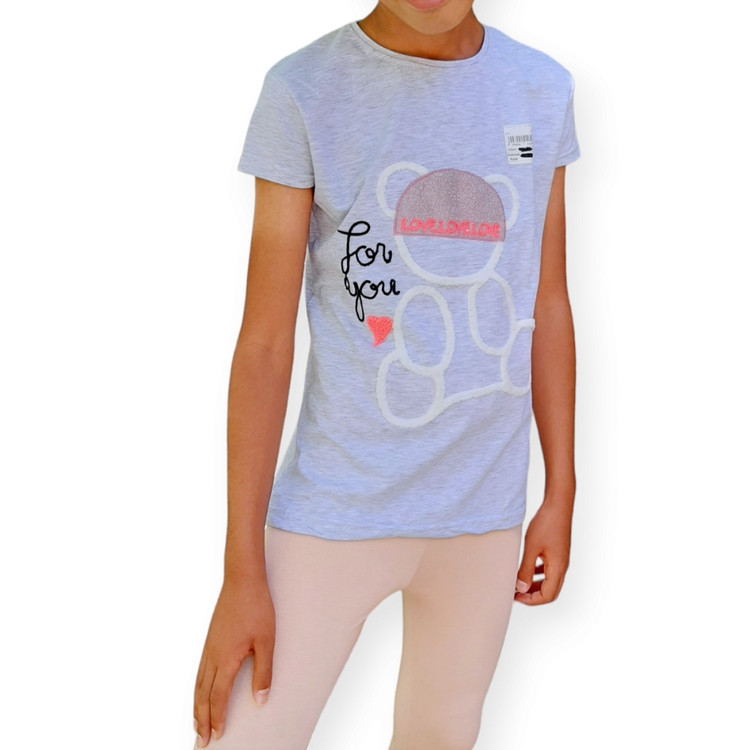 تیشرت دخترانه تابستانی خنک با طرح برجسته خرس