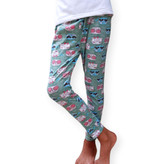 شلوار دخترانه نخی سبز با طرح گربه