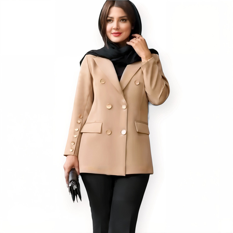 مانتو کتی زنانه رنگ کرم – شیک، مینیمال و مناسب مجالس