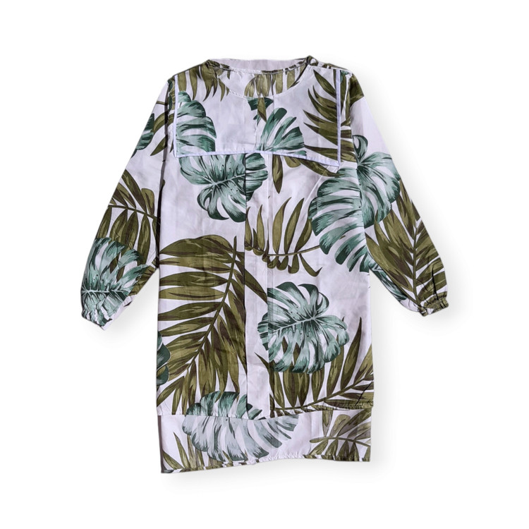 شومیز زنانه سبز لجنی طرح برگ انجیری – نخی ۱۰۰٪ پنبهای، فری سایز مناسب ۳۶ تا ۴۲