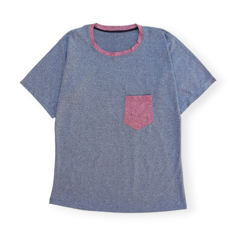 تیشرت زنانه جیب دار رنگ طوسی با پارچه مولینه مناسب بهار و تابستان