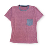 تیشرت زنانه ساده و خنک رنگ صورتی با یک جیب روی سینه