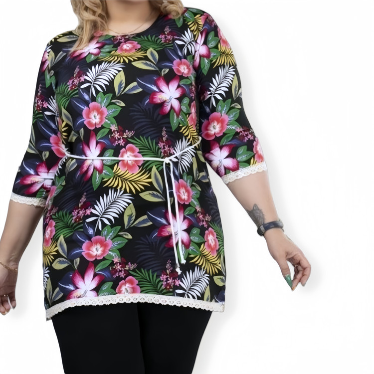 بلوز نخی زنانه ترک با طراحی کلاسیک و آستین بلند