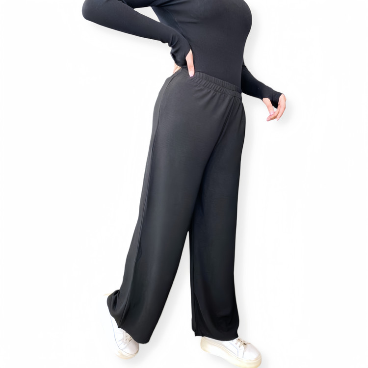 شلوار زنانه بگ ابروبادی رنگ مشکی نمای بغل