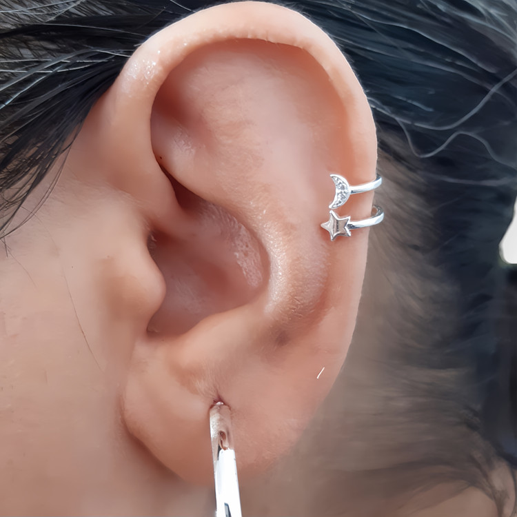 گوشواره نقره ۹۲۵ Beeline تایلند طرح ستاره و ماه