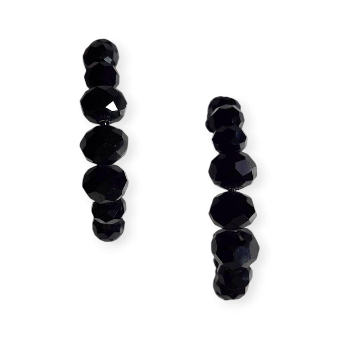 گوشواره استیل زنانه حلقهای با سنگ مشکی برند Beeline