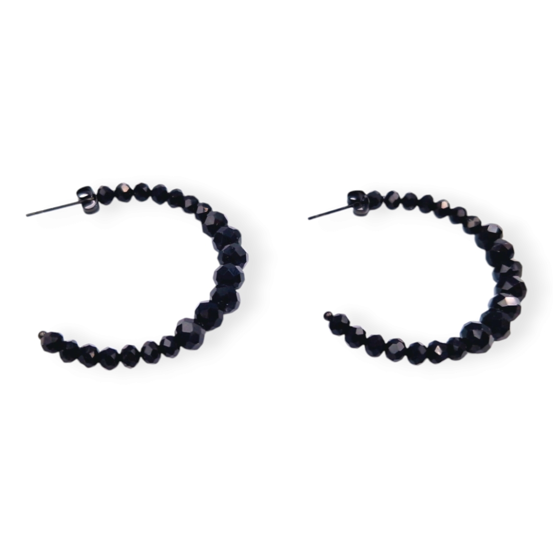 گوشواره استیل زنانه با مهره سنگ تزئینی مشکی