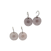 ست دو جفت گوشواره استیل زنانه آویزی نقرهای و قرمز با طرح ماندالا سبک و راحت