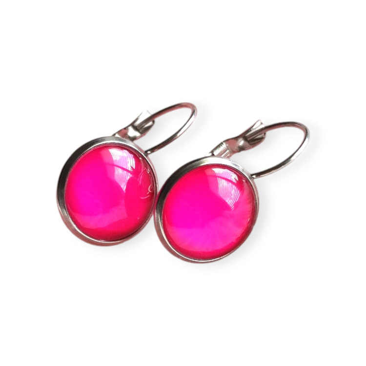 گوشواره پشت فرانسوی استیل زنانه با سنگ صورتی برند Orsay