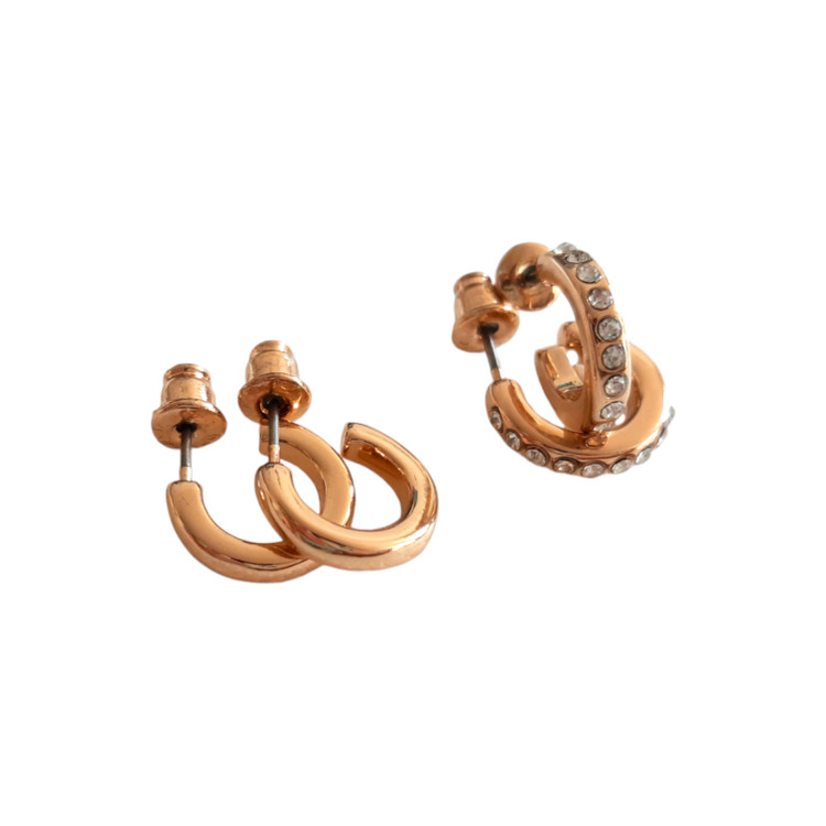 ست گوشواره حلقهای زنانه شیک طلایی برند Six