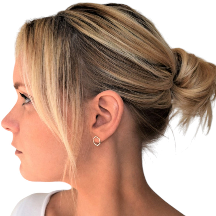 ست سهتایی گوشواره میخی مینیمال نقرهای استیل