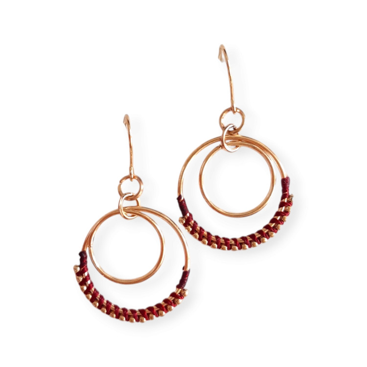 گوشواره زنانه حلقهای آویزی استیل طلایی طرح دوتایی شیک و سبک برند Orsay