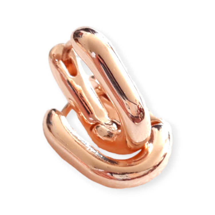 گوشواره حلقهای استیل مینیمال رزگلد زنانه برند Beeline