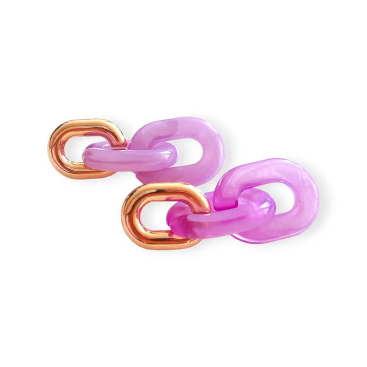 گوشواره زنانه فانتزی صورتی پاستیلی مدل زنجیری Beeline تایلند