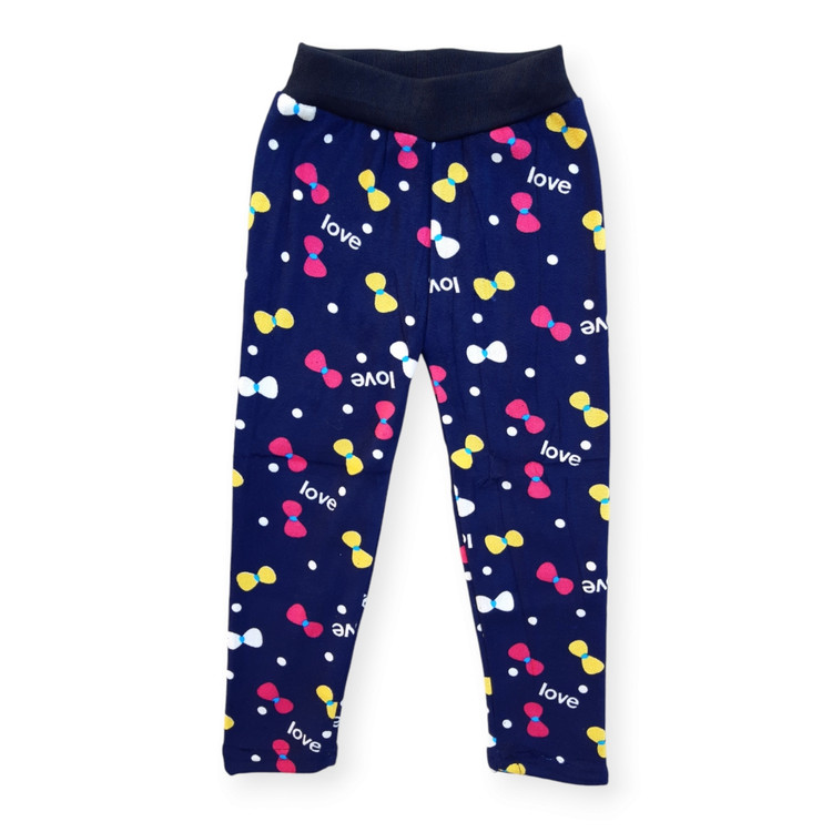 شلوار جذب گرم دخترانه با کمر کشی و طرح چاپی کودکانه