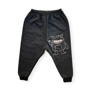 شلوار کودکانه گرم و راحت رنگ دودی با کش در کمر و دمپا