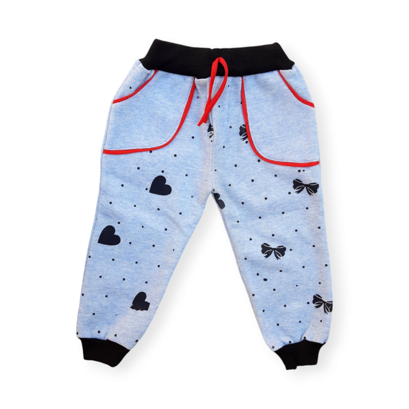 شلوار اسلش دخترانه آبی آسمانی با طرح قلب و دمپا گت