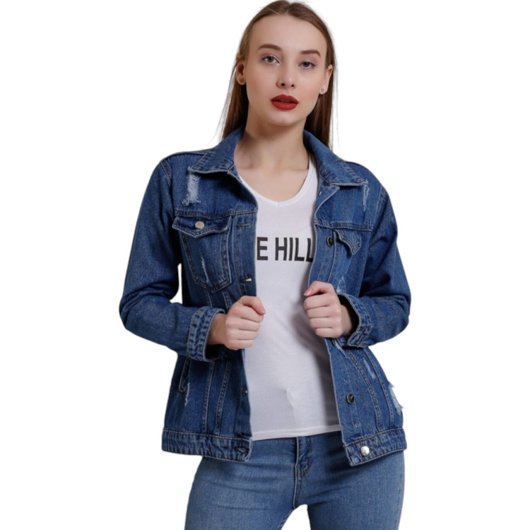 مدل پوشیده کت لی زنانه زاپ دار سایز M برند Blue Turtle