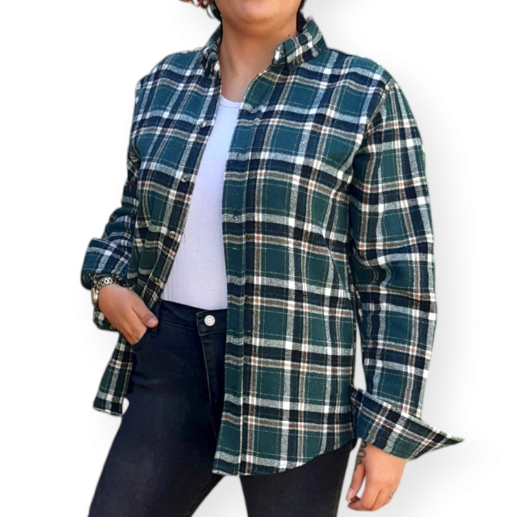 شومیز زنانه پاییزه و زمستانی Jojo با طرح کلاسیک چهارخانه