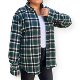 شومیز چهارخانه سبز زنانه با پارچه پشمی ترک ۱۰۰٪ پنبه