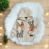 سویشرت دورس پسرانه اسپرت رنگ کرم با طرح چاپی کودکانه