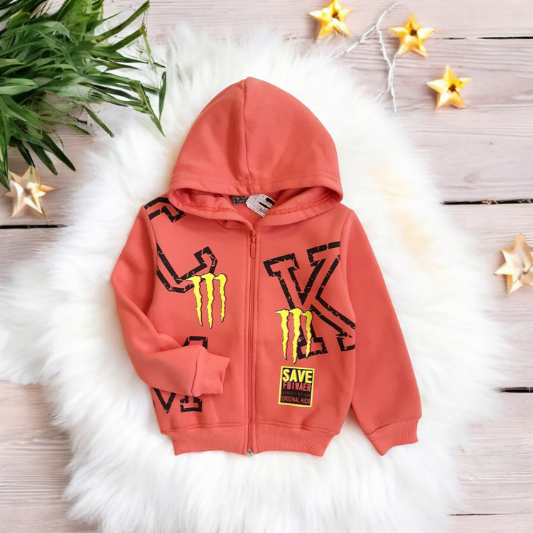 سویشرت پسرانه اسپرت رنگ آجری با چاپ گرافیکی برند CMK