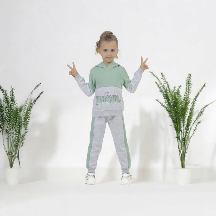 ست هودی و شلوار اسپرت بچگانه طوسی روشن – برند ترک Pampal Moda