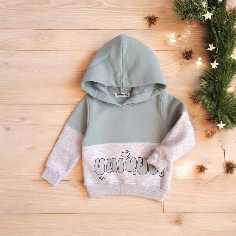 هودی کلاهدار بچگانه پنبهای رنگ طوسی مناسب پاییز و زمستان